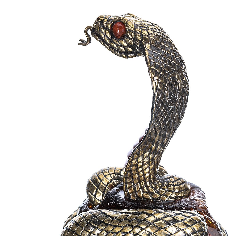 Змея Символ 2025 года. Сувенир из бронзы и янтаря «Королевская кобра» - интернет магазин Русь Велика я фото 19