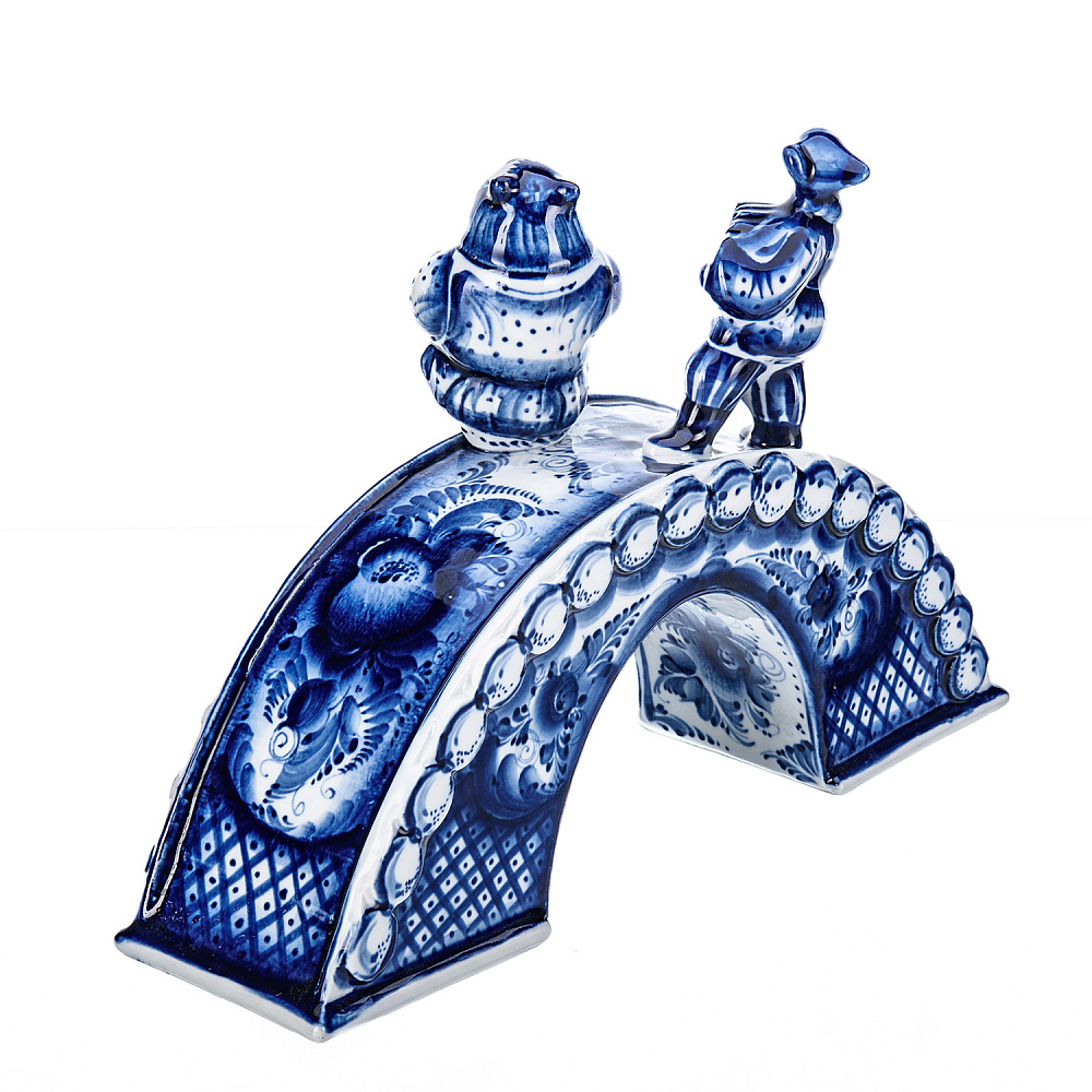 Настольные часы «На мосту». Фарфор Гжель - интернет магазин Русь Велика я фото 2