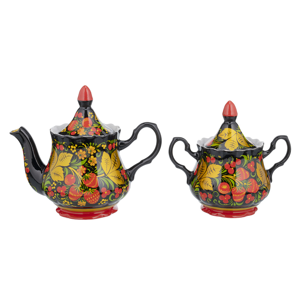 Самовар электрический 5 л с сервизом на 6 персон «Клубника». Хохлома - интернет магазин Русь Велика я фото 4