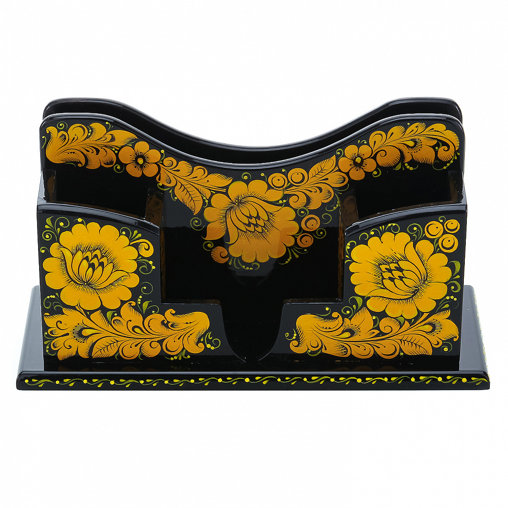 Настольный набор из дерева «Черная кудрина». Хохлома - интернет магазин Русь Велика я фото 8