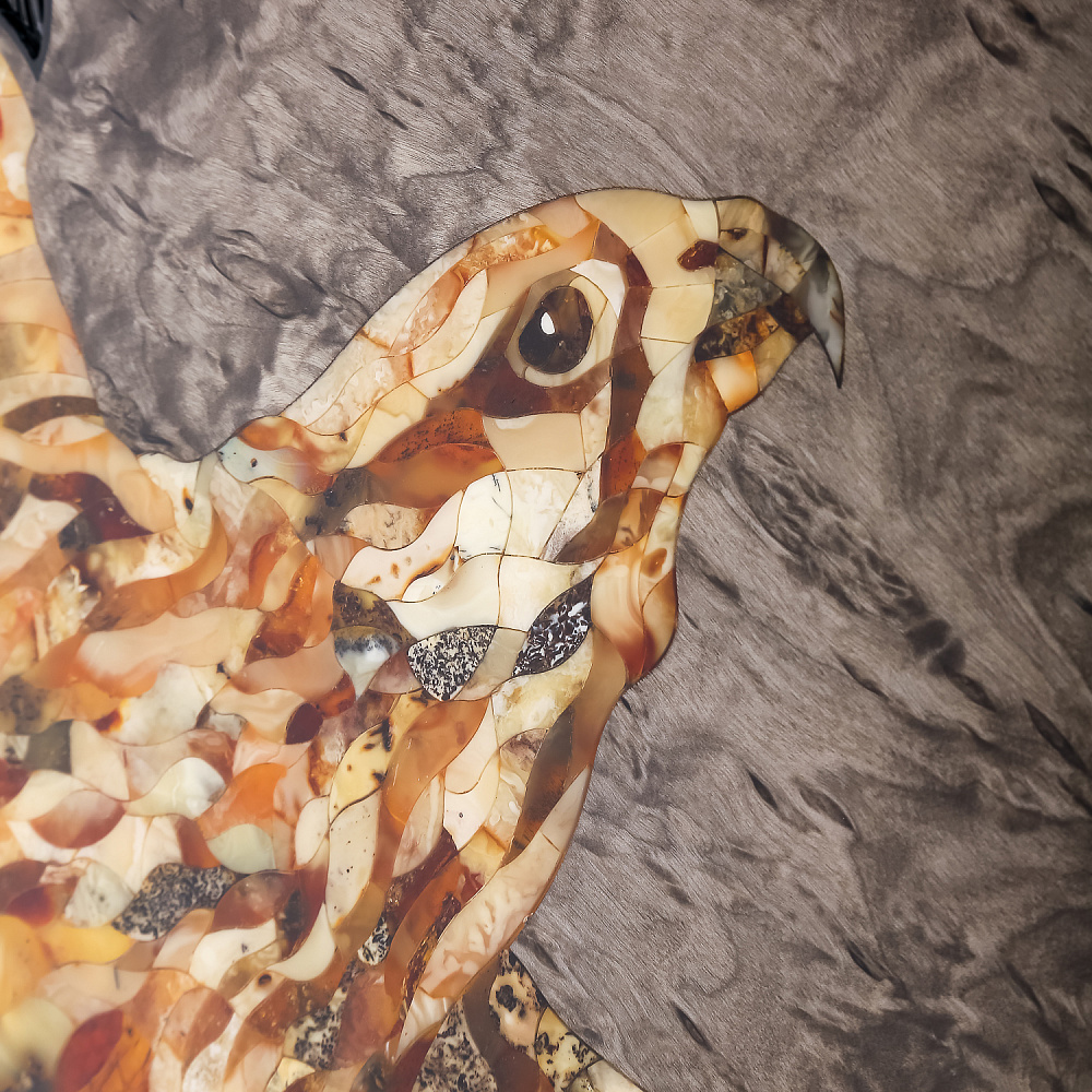 Нарды из карельской березы с инкрустацией из янтаря «Сокол» 60х32,5 см - интернет магазин Русь Велика я фото 3