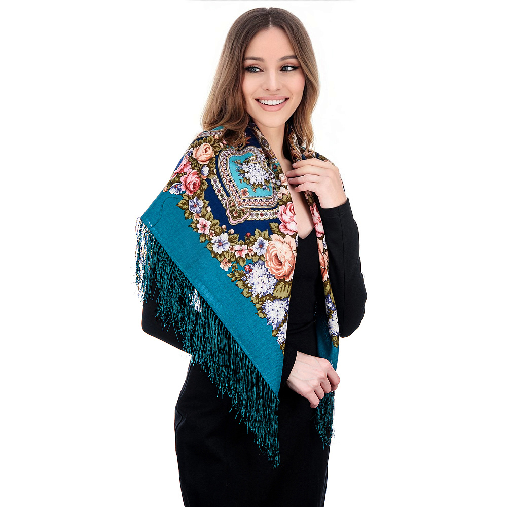 Платок ПавлоПосадский шерстяной «Домашний очаг» 89х89 см - интернет магазин Русь Велика я фото 1