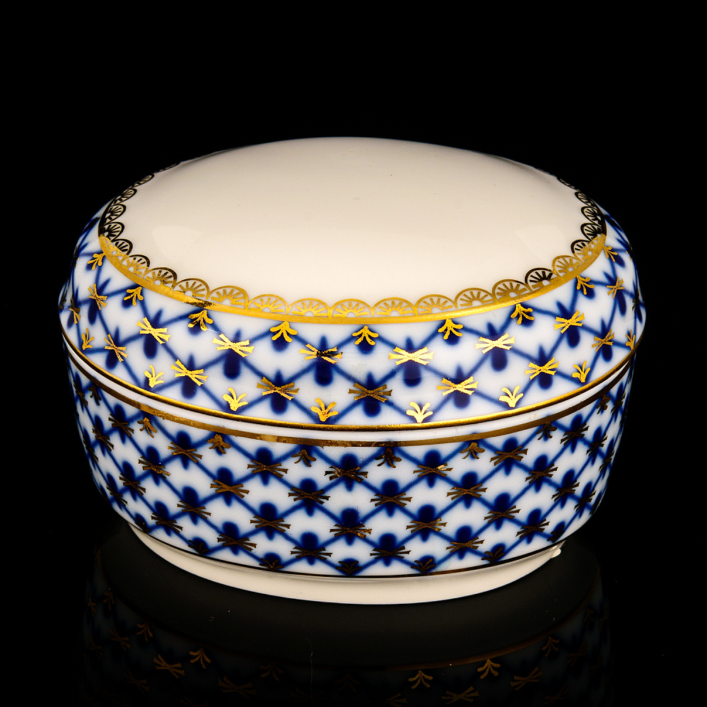 Шкатулка овальная «Кобальтовая сетка» ИФЗ - интернет магазин Русь Велика я 