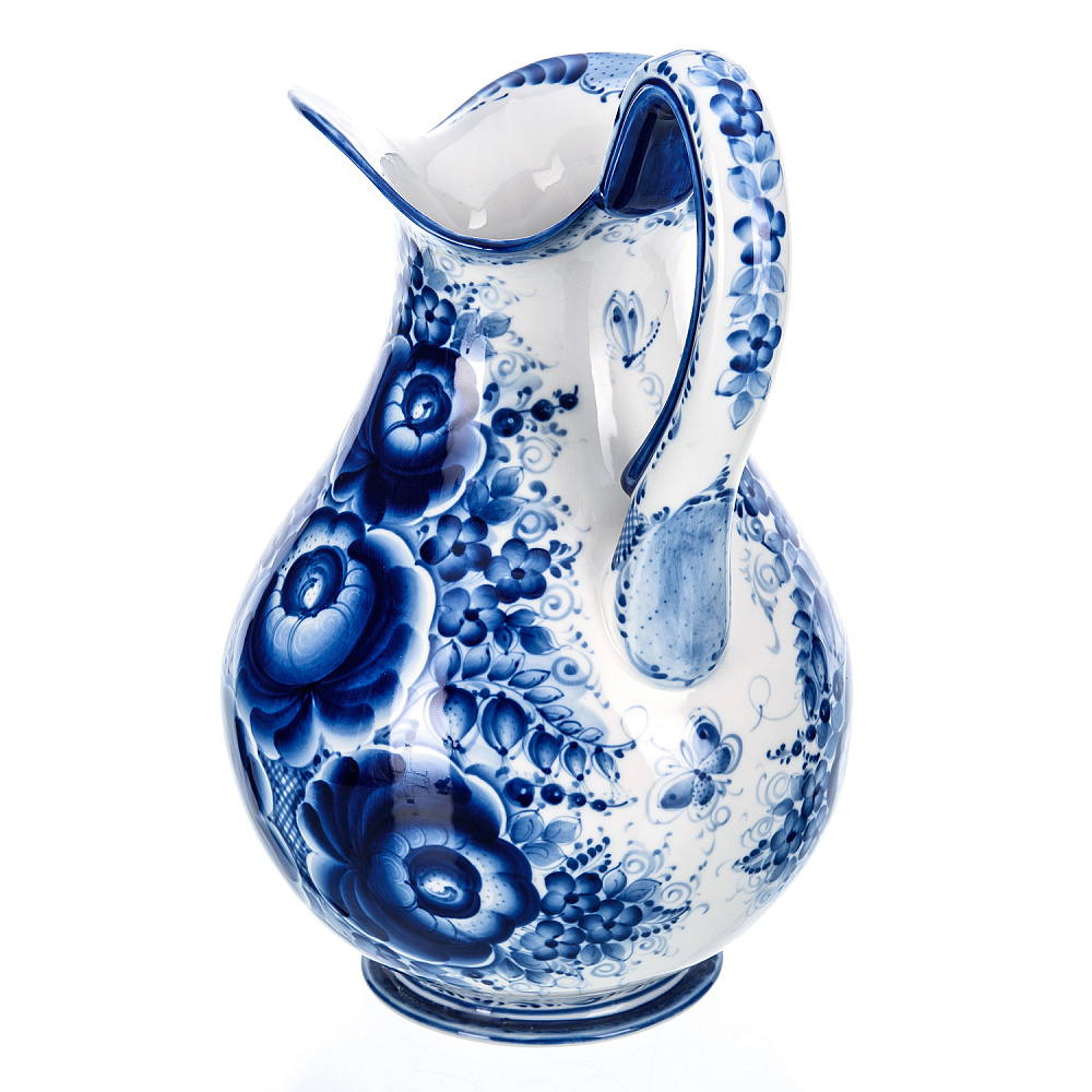 Кувшин «Цветы». Гжель - интернет магазин Русь Велика я фото 2