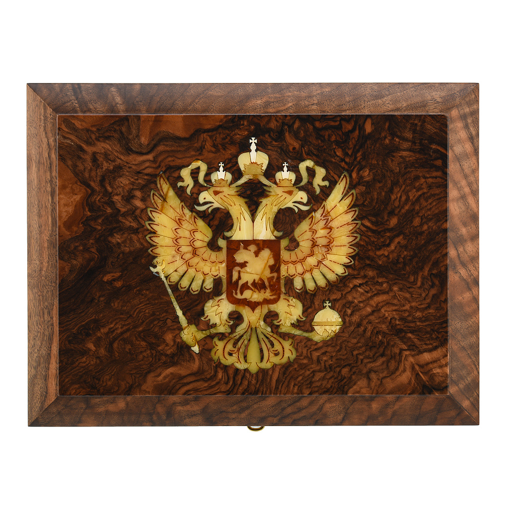 Шкатулка с янтарем «Герб РФ» - интернет магазин Русь Велика я фото 2