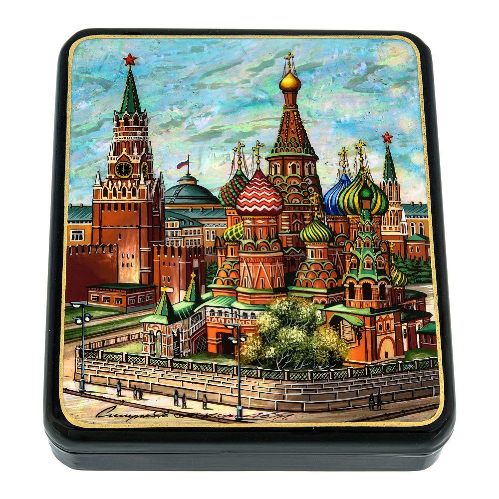 Шкатулка с художественной росписью «Храм Василия Блаженного» - интернет магазин Русь Велика я 