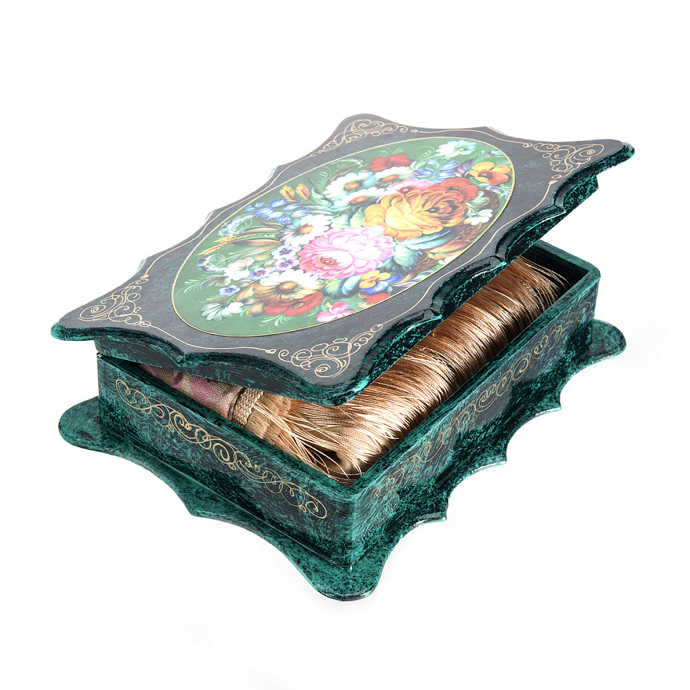 Шкатулка с подарочным шерстяным платком внутри «Цветочные мотивы» - интернет магазин Русь Велика я фото 3
