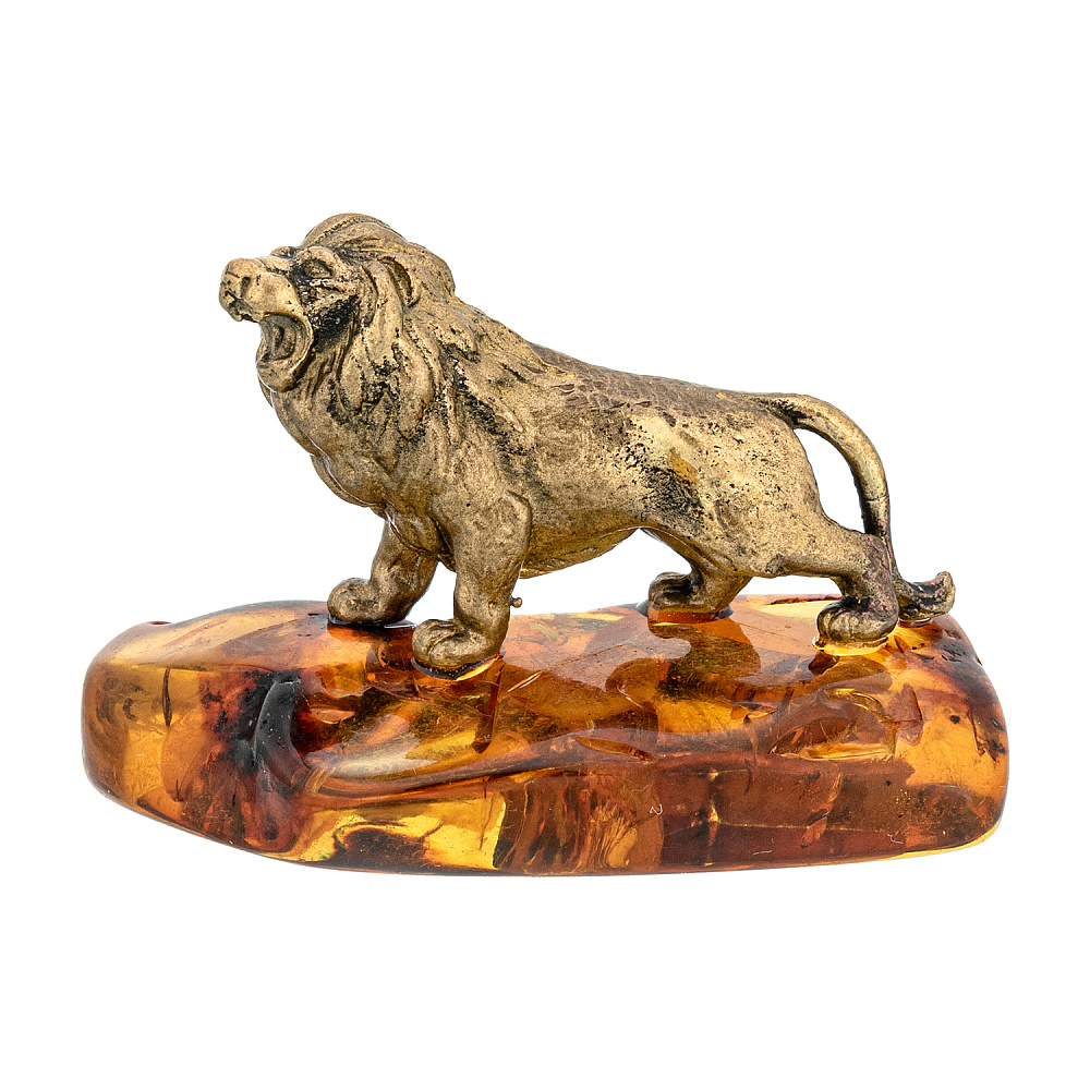 Статуэтка с янтарем «Лев» - интернет магазин Русь Велика я 