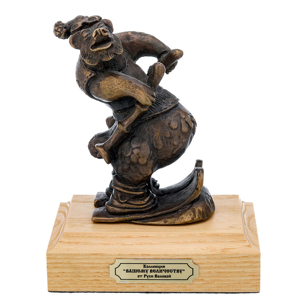 Бронзовая статуэтка «Мишка-лыжник» - интернет магазин Русь Велика я 