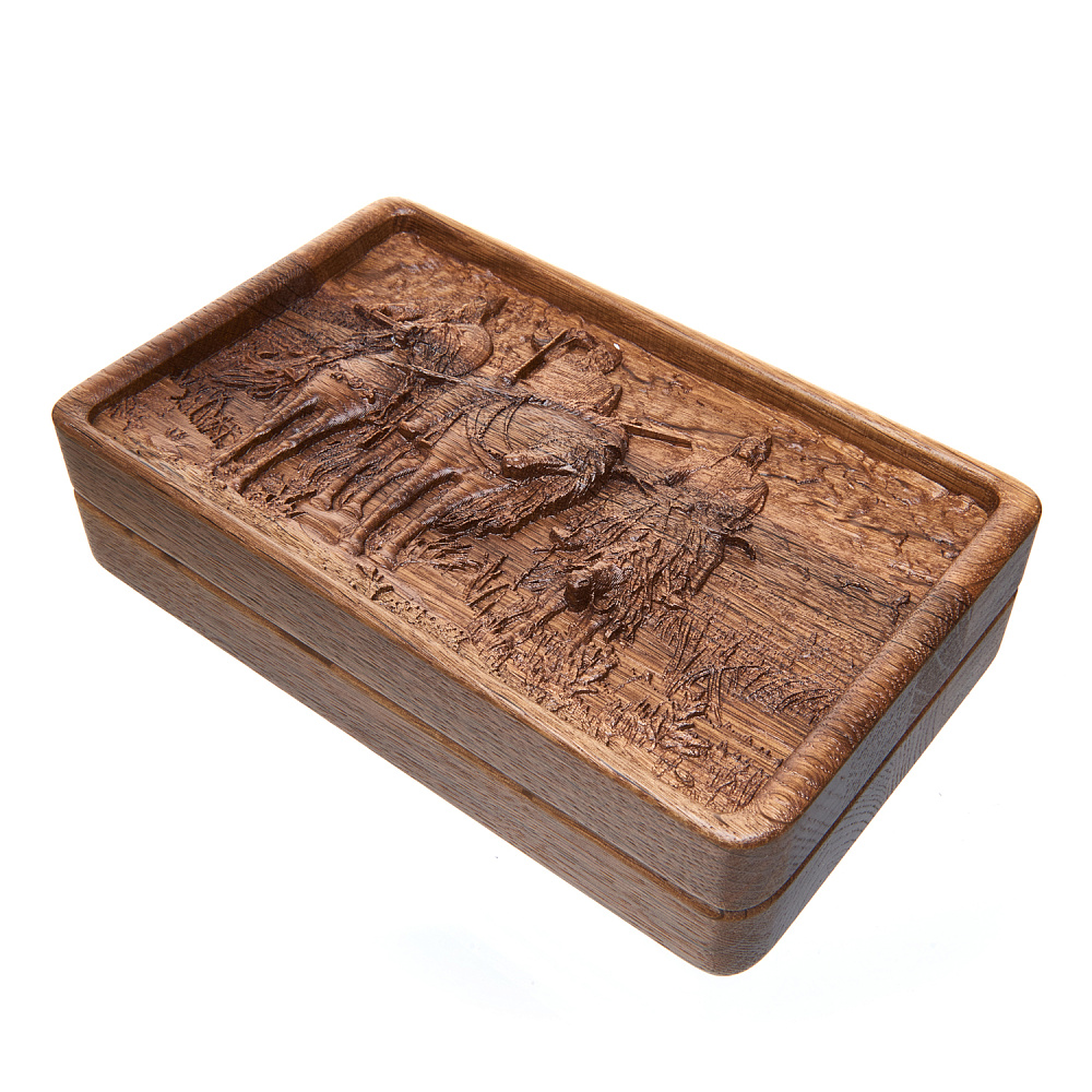 0053584/Домино D6 в резной дубовой шкатулке «БОГАТЫРИ»  RTD-305.M - интернет магазин Русь Велика я 