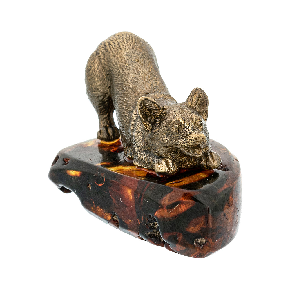 Статуэтка с янтарем «Собака игривый корги» - интернет магазин Русь Велика я фото 2