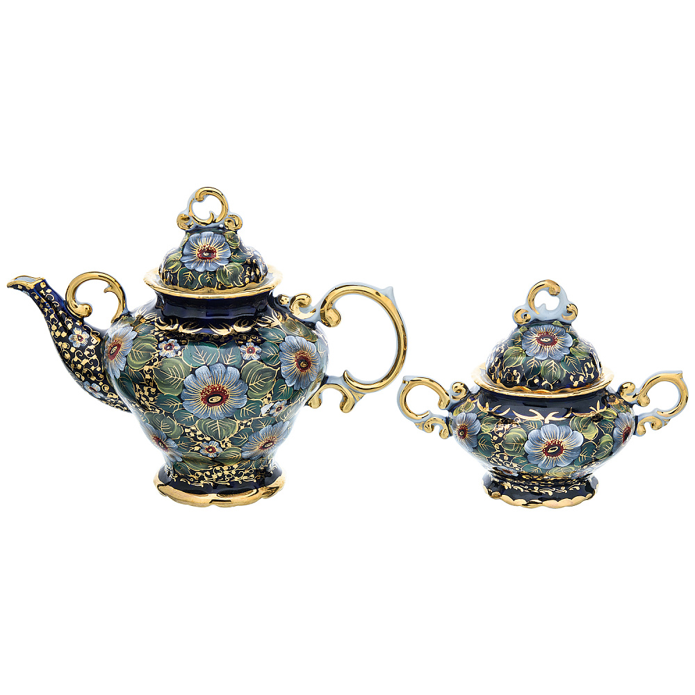 Чайный сервиз на 6 персон «Дворцовый. Ромашки». Гжель - интернет магазин Русь Велика я фото 3