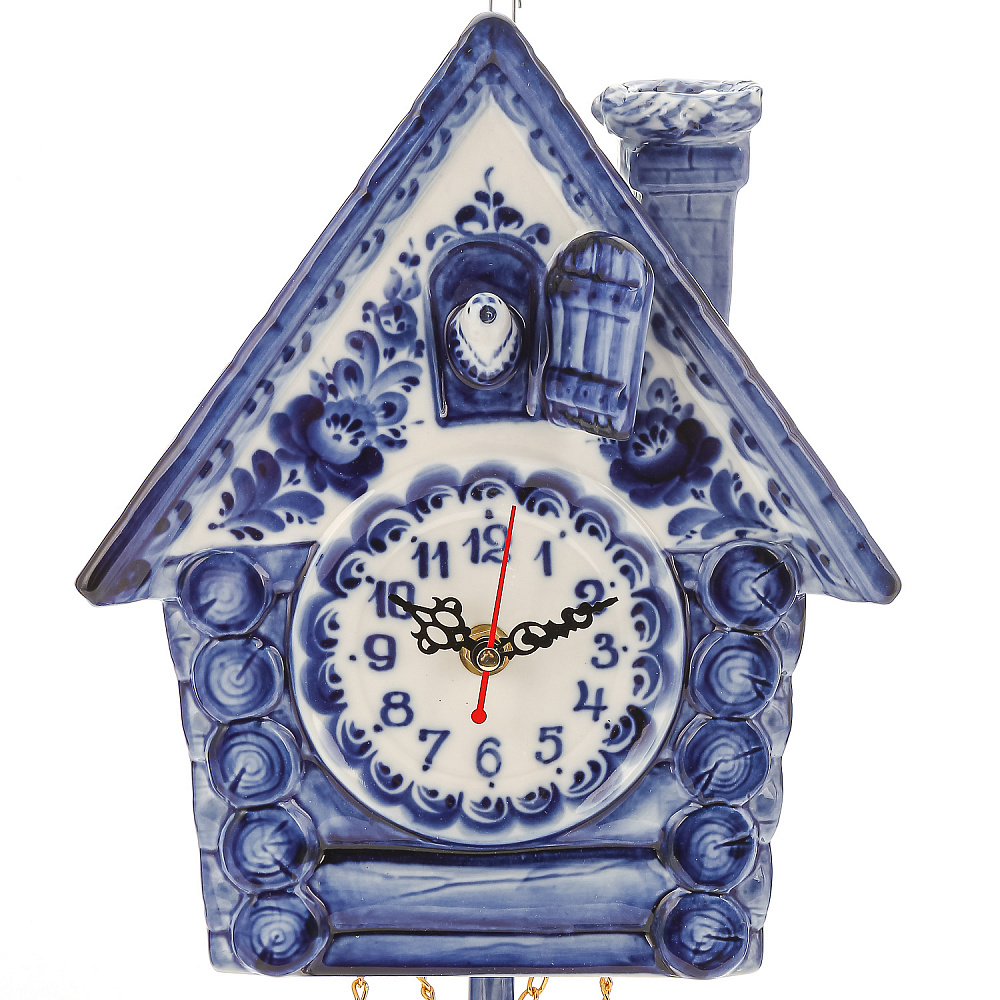 Часы настенные «Кукушка». Фарфор Гжель - интернет магазин Русь Велика я фото 1