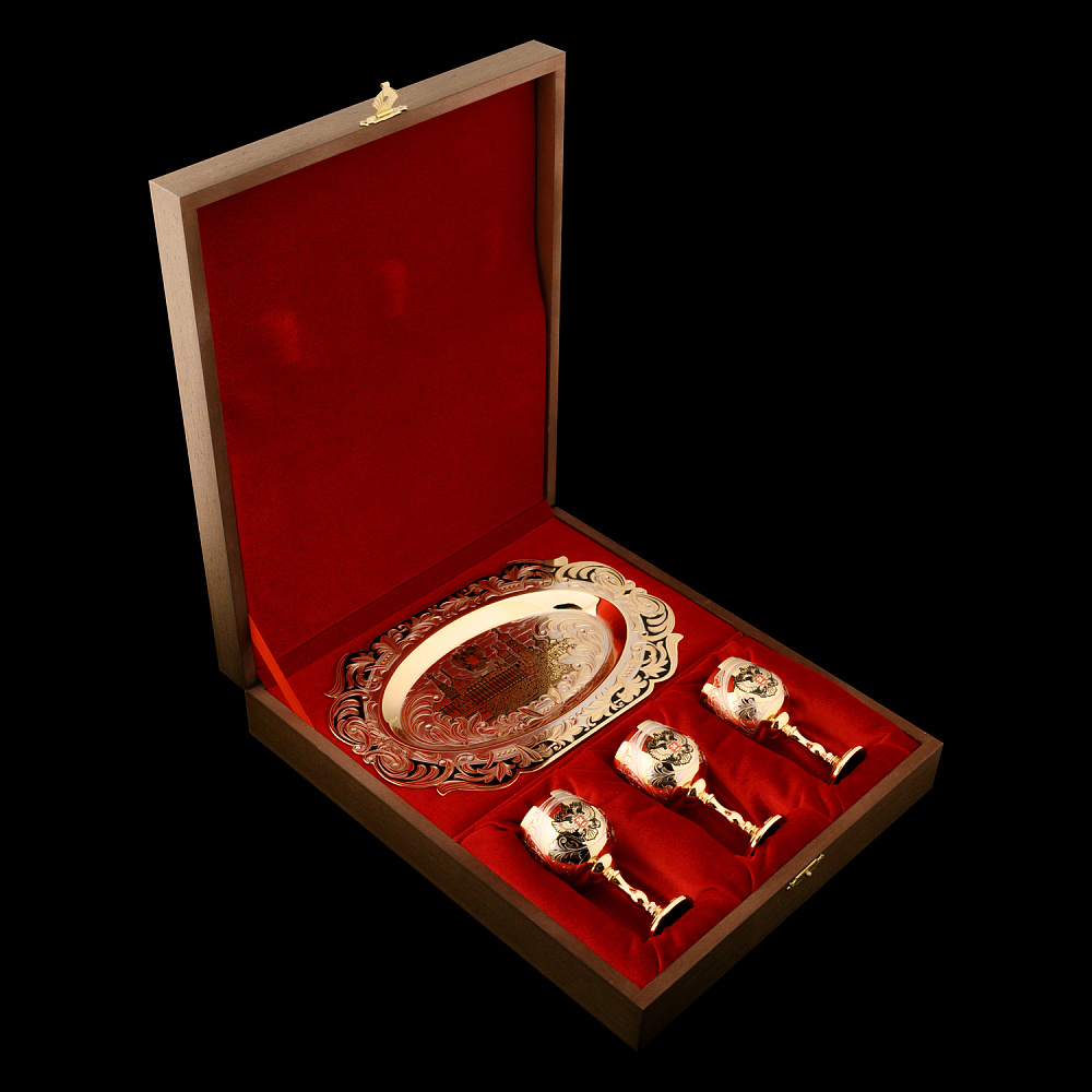 Питейный набор на 3 персоны «Кремль. Герб РФ». Златоуст - интернет магазин Русь Велика я фото 4