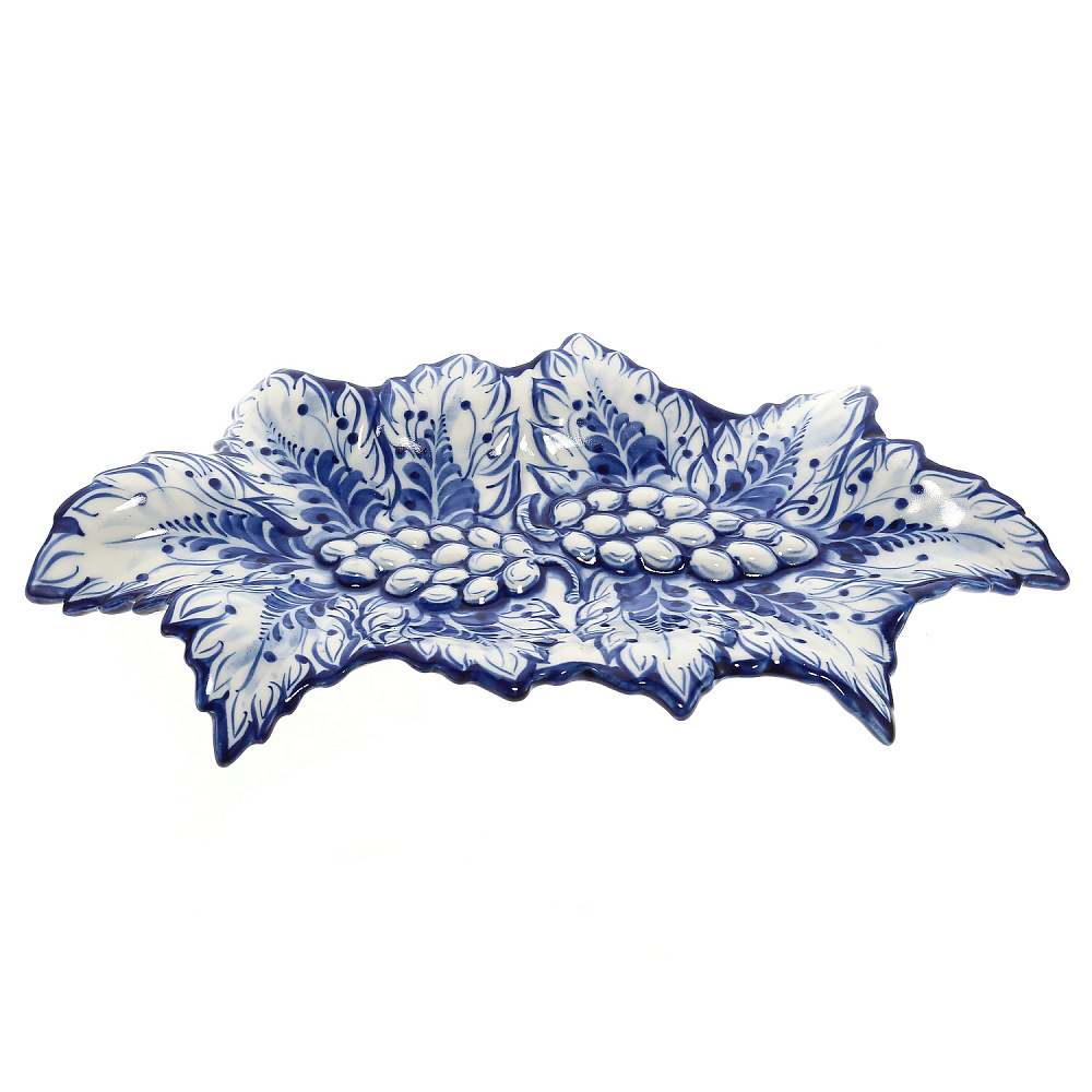 Блюдо «Виноград». Гжель - интернет магазин Русь Велика я фото 1