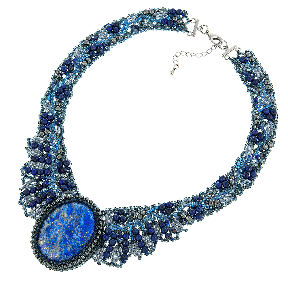 Колье из бисера и лазурита - интернет магазин Русь Велика я 