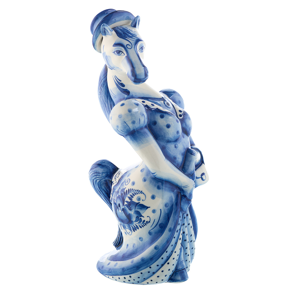 Символ 2026 года. Штоф 0,5 л «Лошадь-красотка». Гжель - интернет магазин Русь Велика я 