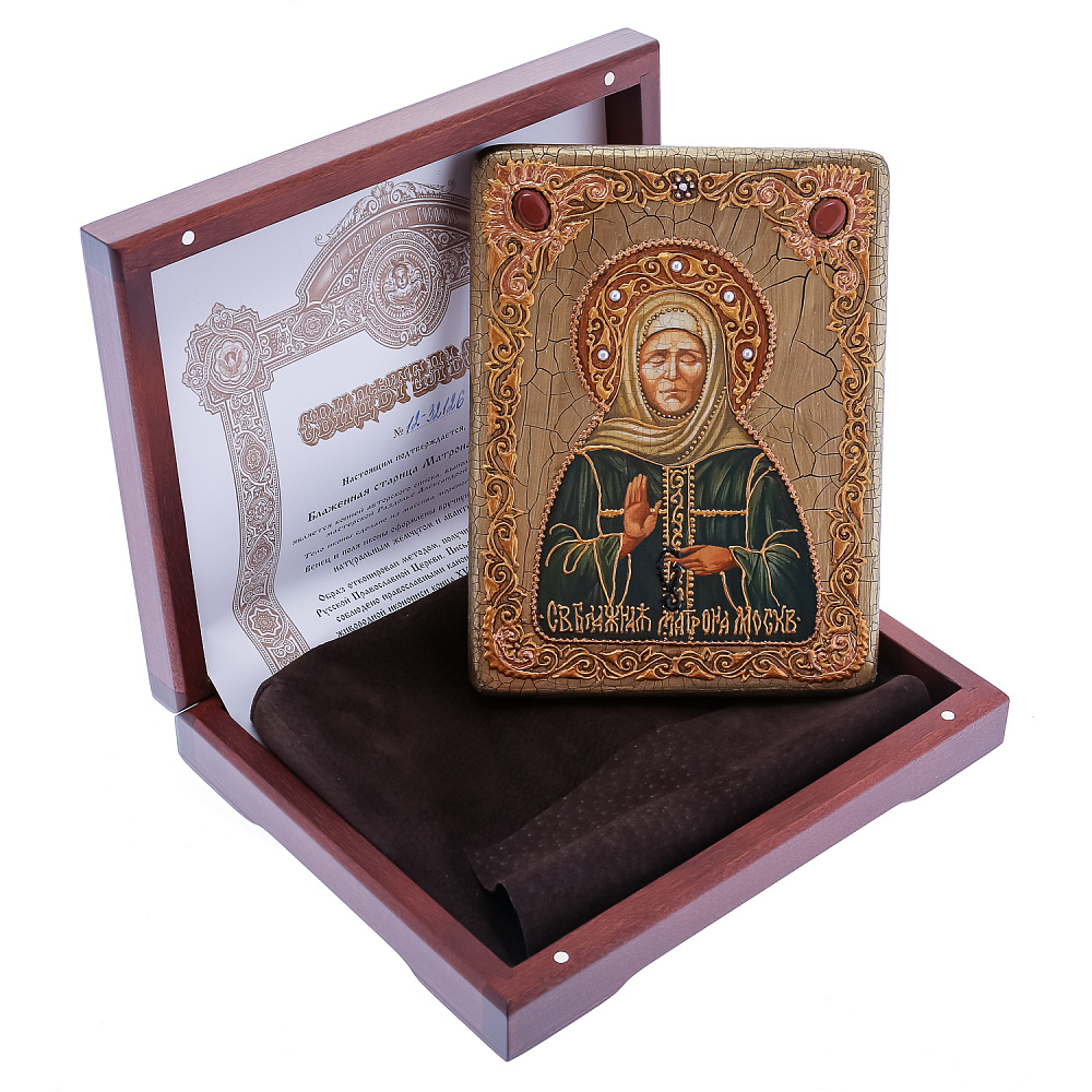 Икона из мореного дуба «Блаженная Матрона Московская» 20х15 см - интернет магазин Русь Велика я фото 1