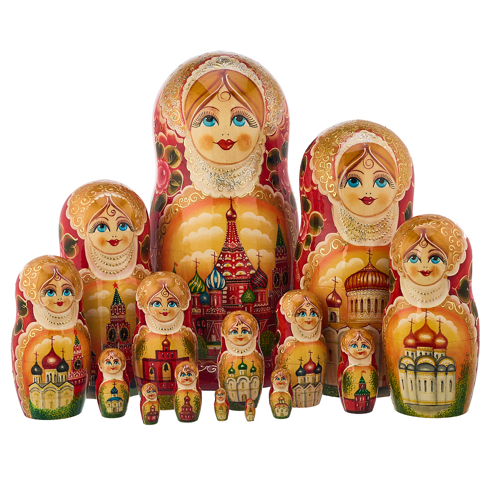 Матрешка «Москва. Храм Василия Блаженного» 15 мест - интернет магазин Русь Велика я 
