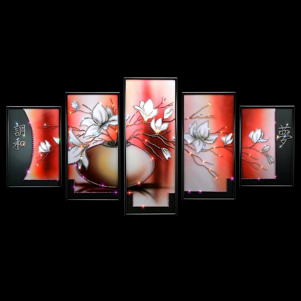 Композиция из пяти картин «Соразмерность». Сваровски Swarovski 100 х 50 см - интернет магазин Русь Велика я 