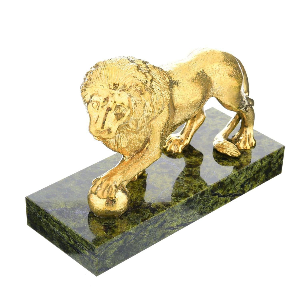 Нат.камень Скульптура «Лев»подставка- Серпентин - интернет магазин Русь Велика я фото 1