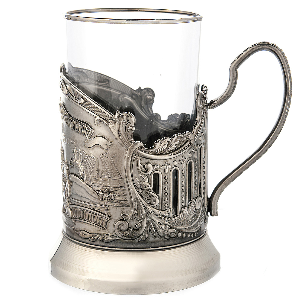 Подстаканник никелированный «Санкт-Петербург. Коллаж» - интернет магазин Русь Велика я фото 1