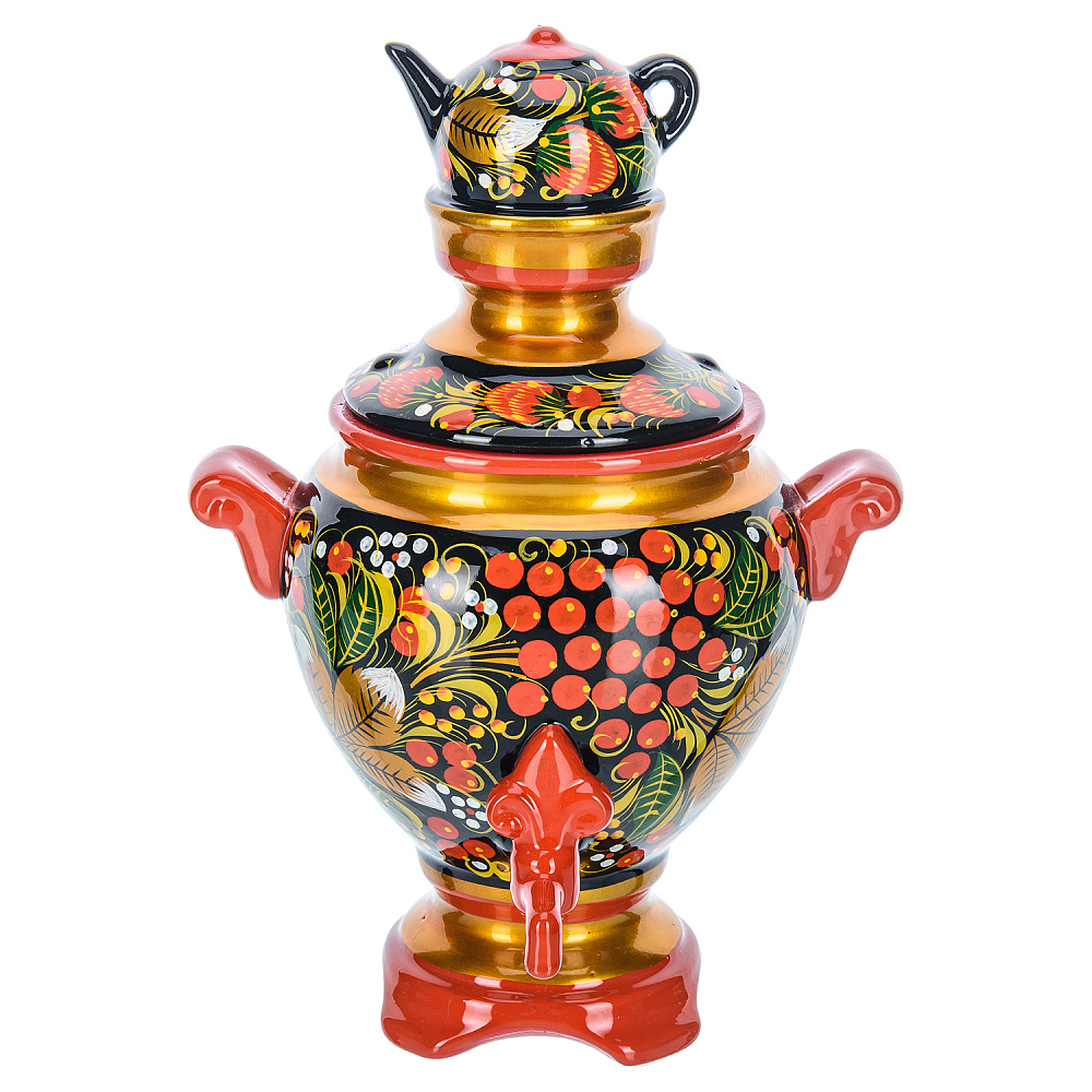 Сувенирный самовар-шкатулка «Рябина». Хохлома - интернет магазин Русь Велика я 