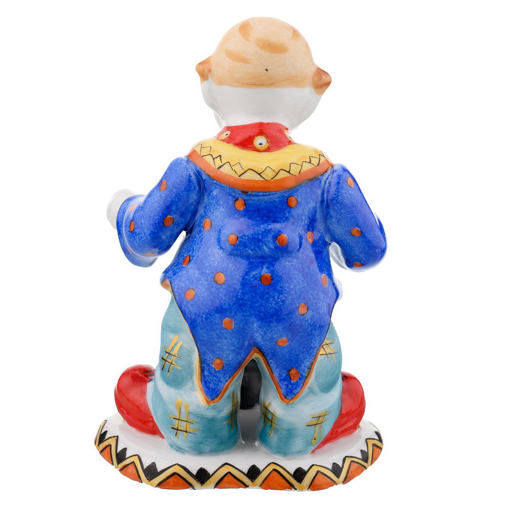 Статуэтка фарфоровая «Клоун с кроликом». Гжель в цвете - интернет магазин Русь Велика я фото 3