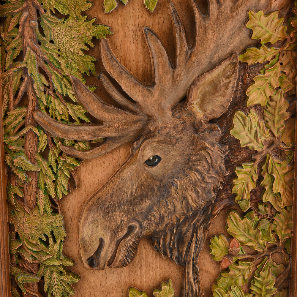Панно из натурального дерева «Лось» 50х39 см - интернет магазин Русь Велика я фото 1
