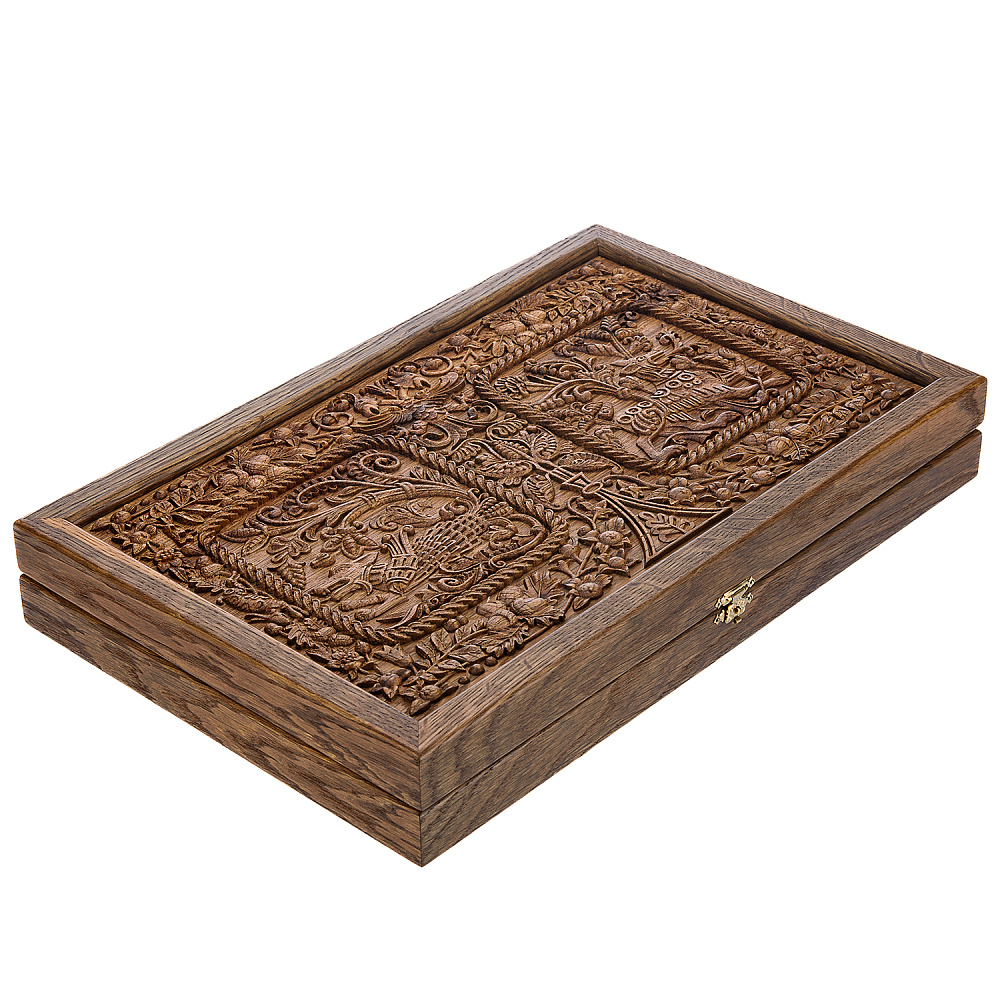 Резные деревянные нарды-шашки «Волк и песиглавец» - интернет магазин Русь Велика я фото 1