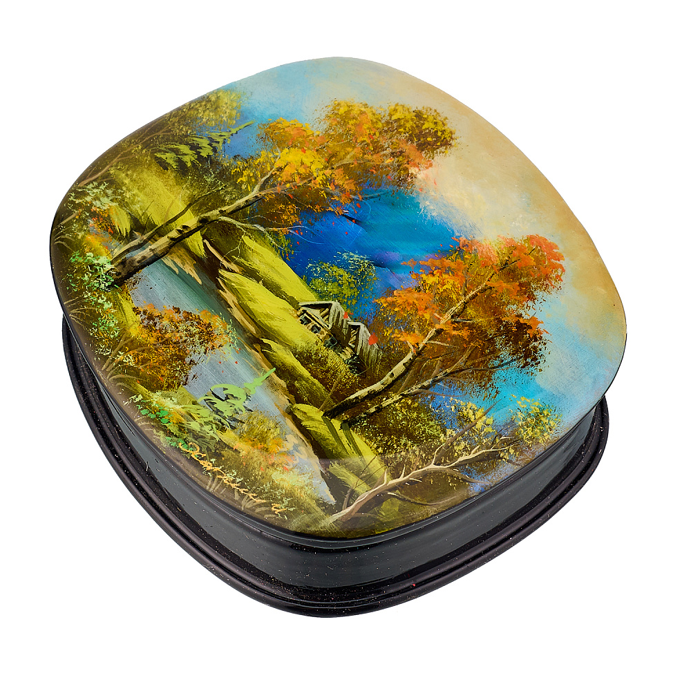 Шкатулка из папье-маше с художественной росписью «Лето в деревне» - интернет магазин Русь Велика я фото 1