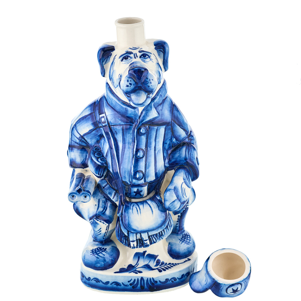 Штоф «Пес-охотник». Гжель - интернет магазин Русь Велика я фото 1