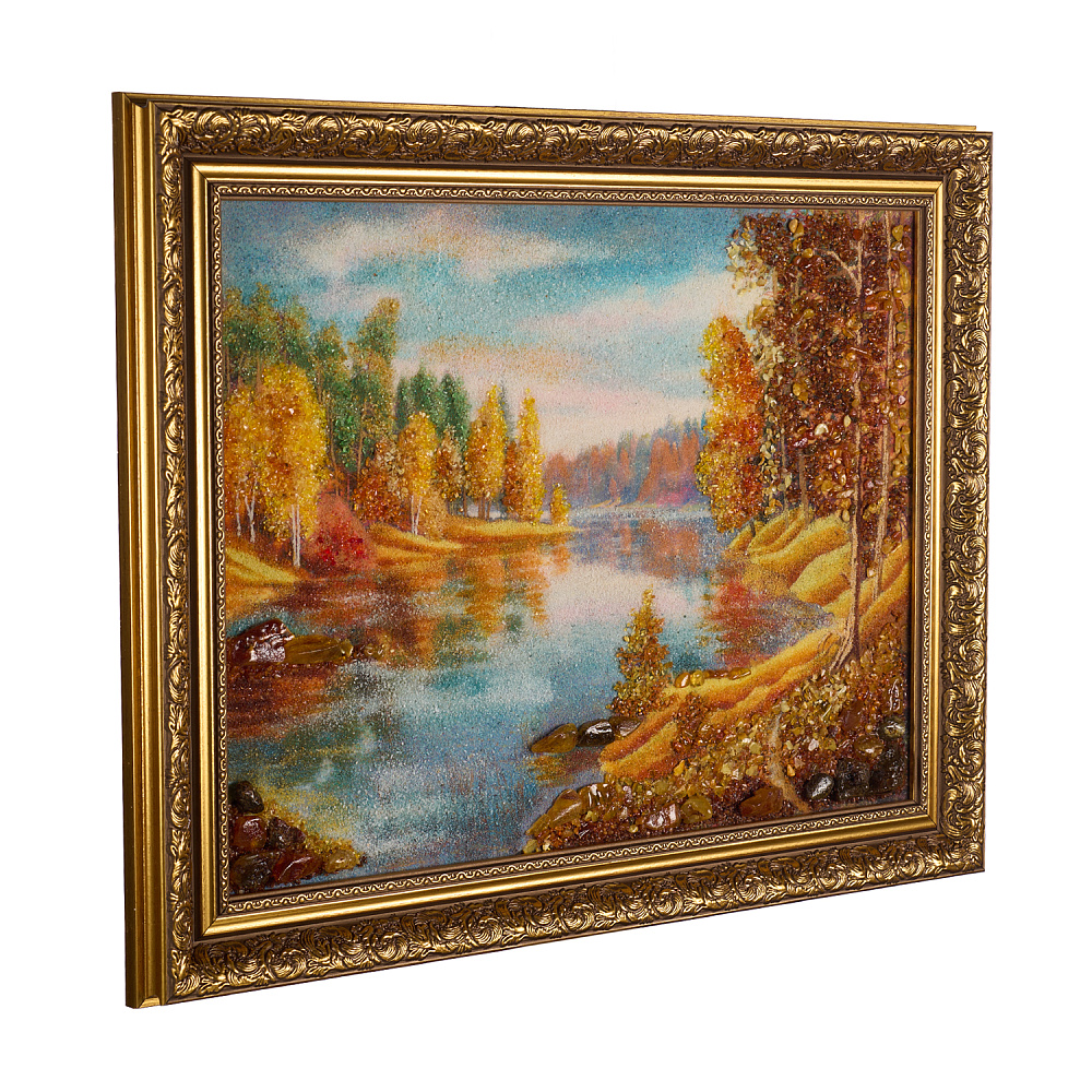 Картина янтарная «На берегу реки» 30х40 см - интернет магазин Русь Велика я фото 3