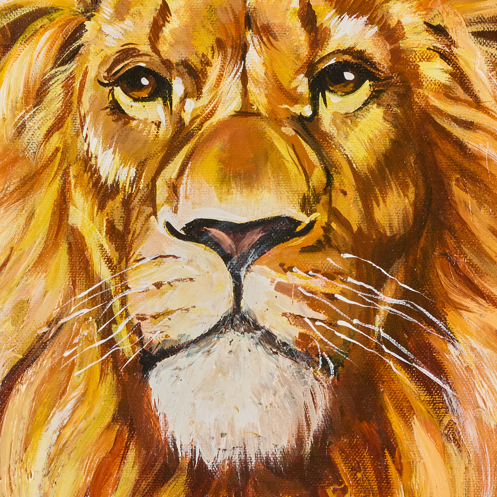 Картина с поталью и янтарем «Лев» 40х60 см - интернет магазин Русь Велика я фото 2