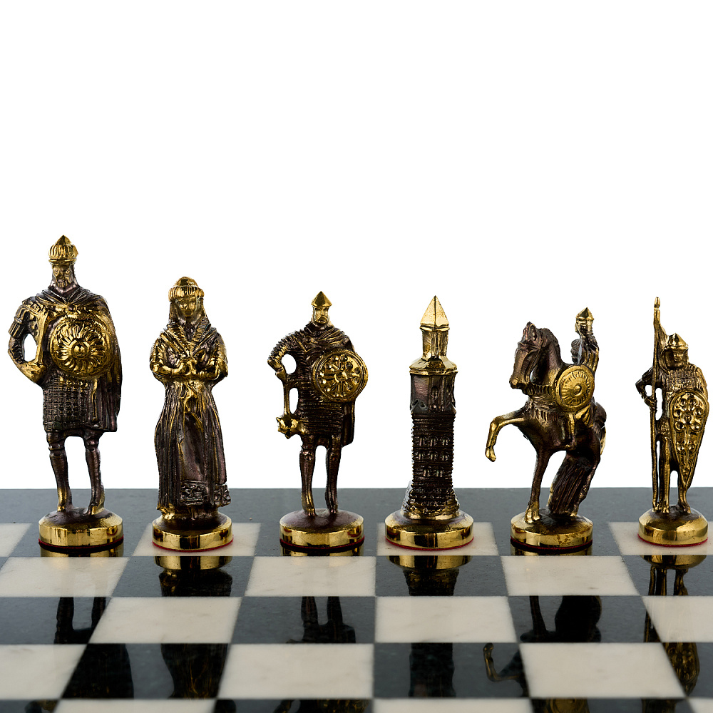 Шахматы из камня и бронзы «Русские богатыри» 36х36 см - интернет магазин Русь Велика я фото 2