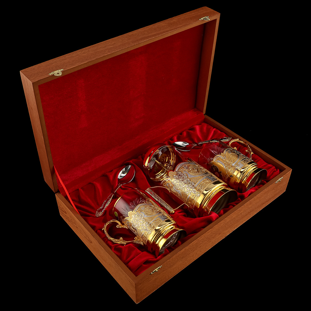 Чайный набор с френч-прессом и подстаканниками «СВР». Златоуст - интернет магазин Русь Велика я фото 1