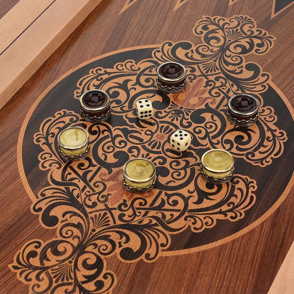 Нарды с кожаной вставкой и янтарными фишками «Золотой питон» 60х30 см - интернет магазин Русь Велика я фото 5