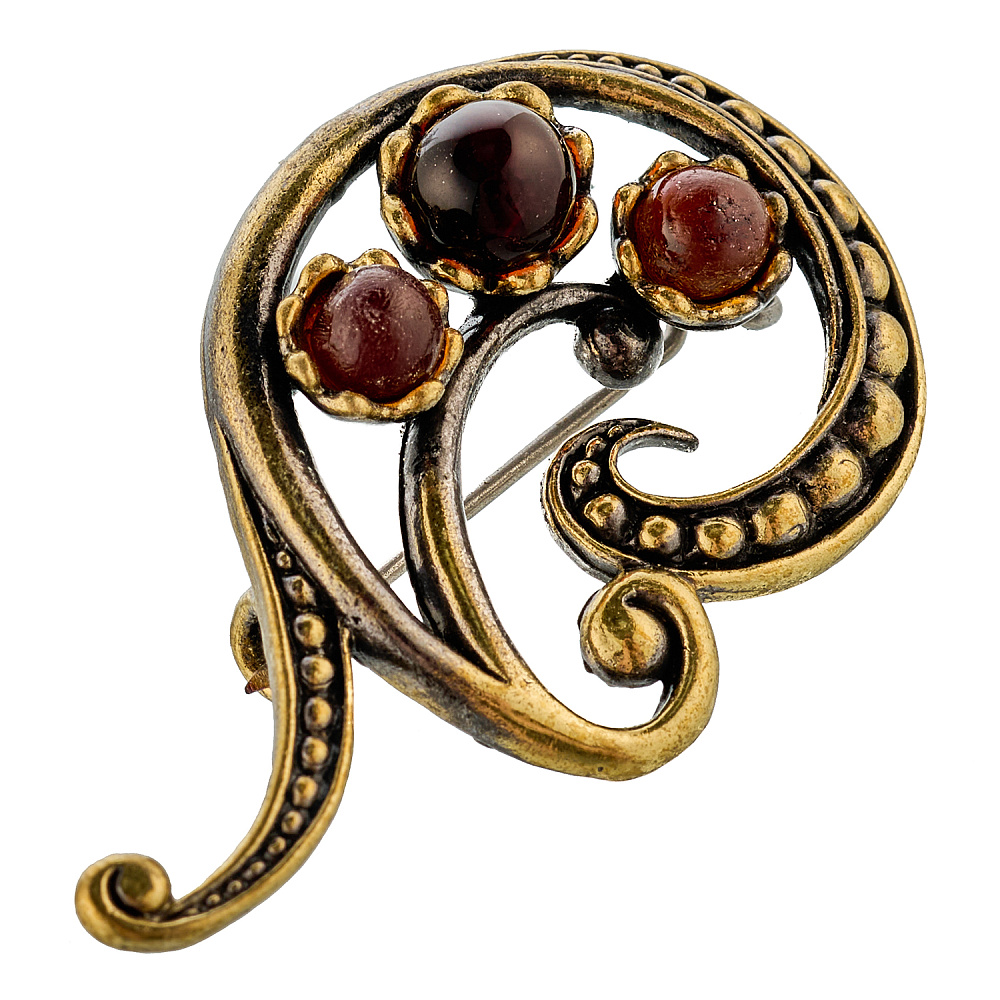 Брошь с янтарем «Ландыш» - интернет магазин Русь Велика я 