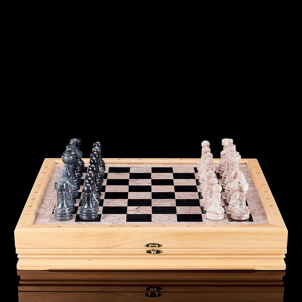 0066081/Шахматы стандартные каменные 43х43 см (3,50) RTG-8597 - интернет магазин Русь Велика я 