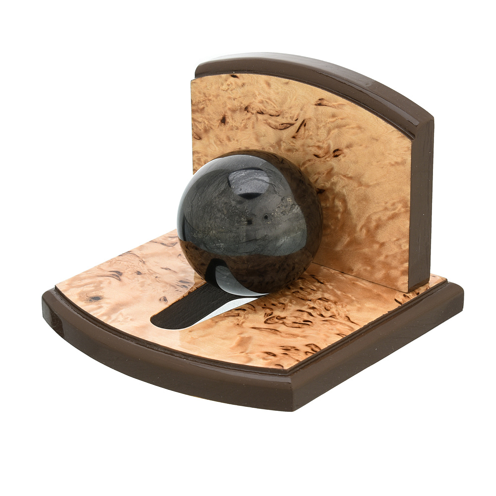 Визитница настольная из карельской березы с шаром - интернет магазин Русь Велика я 