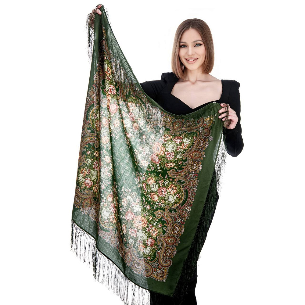 Платок ПавлоПосадский шерстяной «Душистый луг» 89х89 см - интернет магазин Русь Велика я фото 1