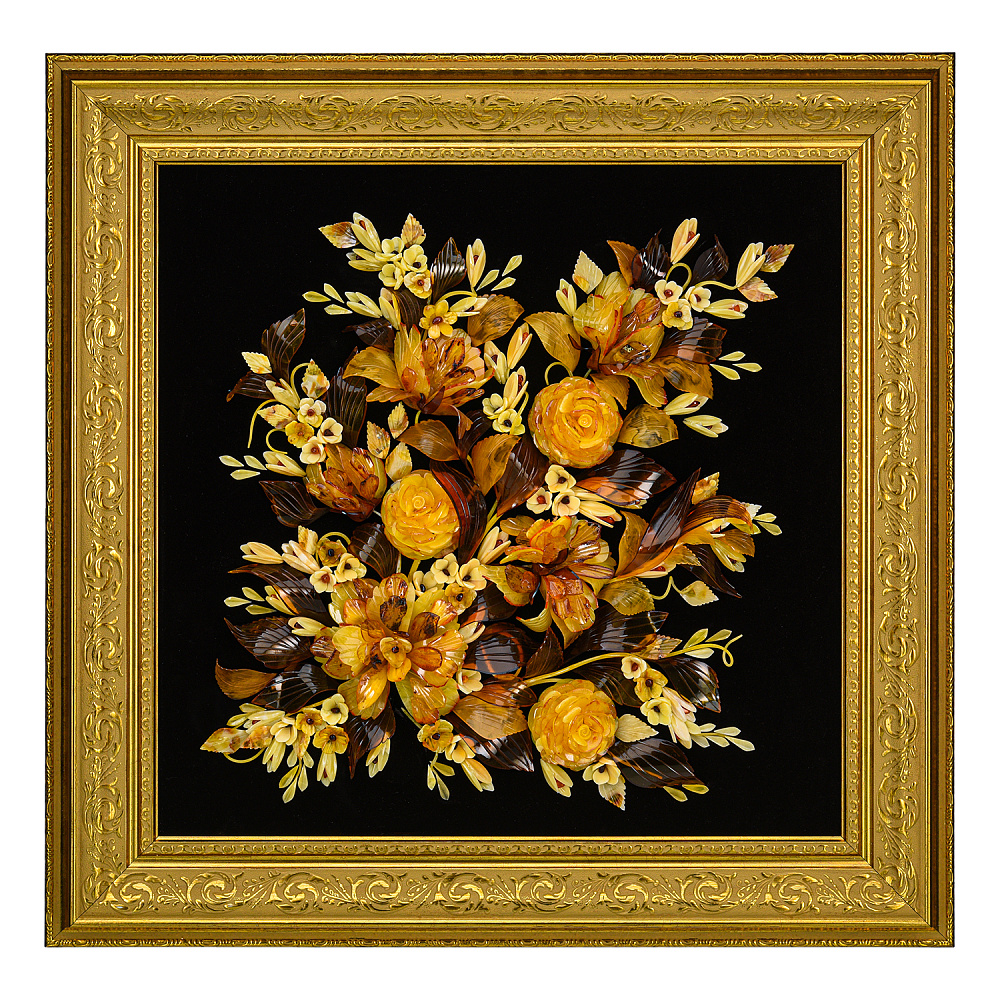 Картина янтарная «Цветы» 50х50 см - интернет магазин Русь Велика я 