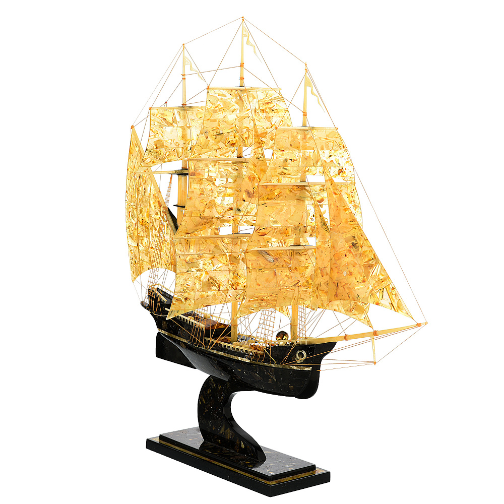 Скульптура из янтаря «Корабль-парусник» - интернет магазин Русь Велика я фото 1