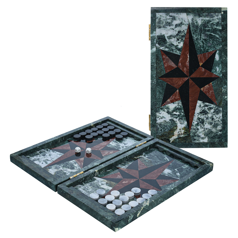 Нарды из натурального камня «Звезда» 43х23 см - интернет магазин Русь Велика я 