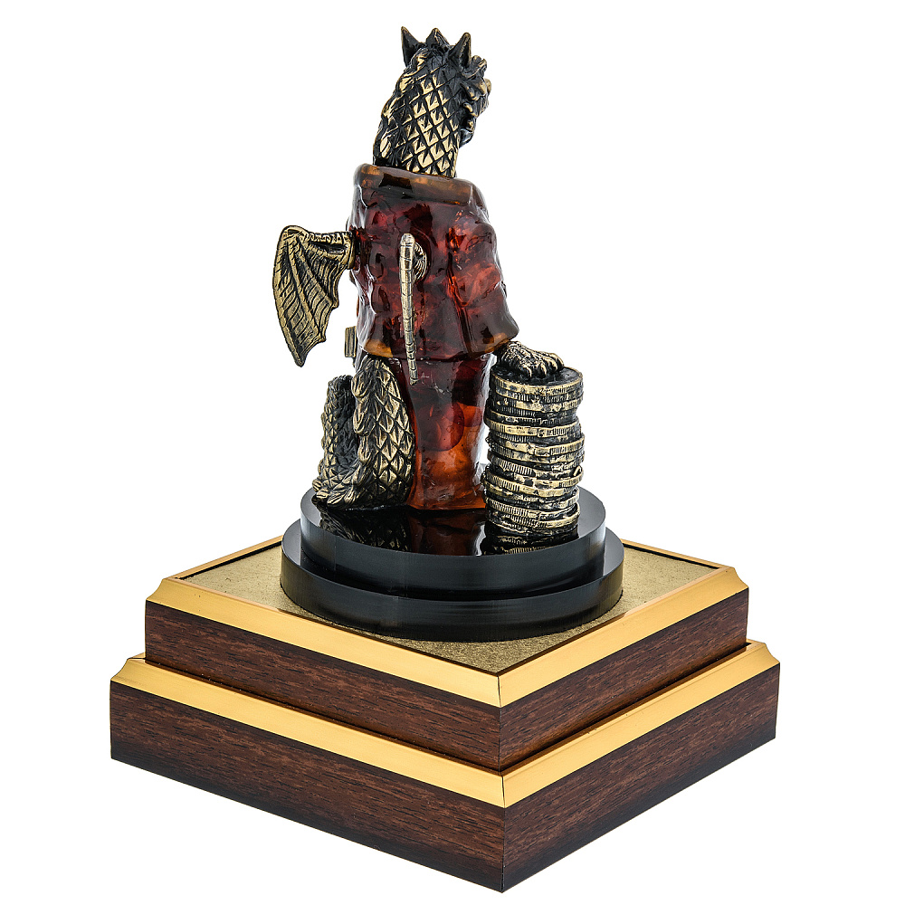 Скульптура из янтаря и бронзы «Дракон предприниматель» - интернет магазин Русь Велика я фото 6