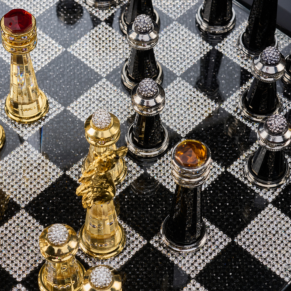 Шахматы со стразами и хрустальными фигурами 29х29 см Asfour Crystal - интернет магазин Русь Велика я фото 6