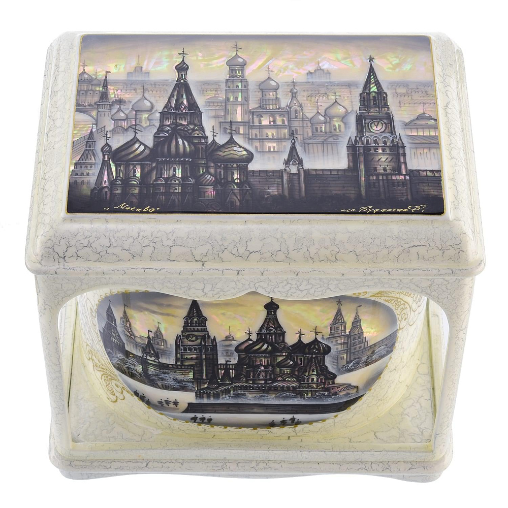 Шкатулка ларец-беседка «Москва» перламутровая - интернет магазин Русь Велика я фото 3