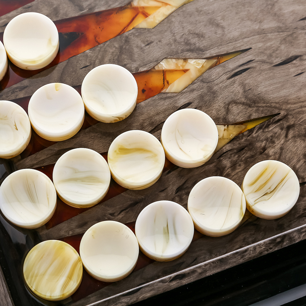 Нарды из карельской березы с инкрустацией из янтаря «Сокол» 60х32,5 см - интернет магазин Русь Велика я фото 10