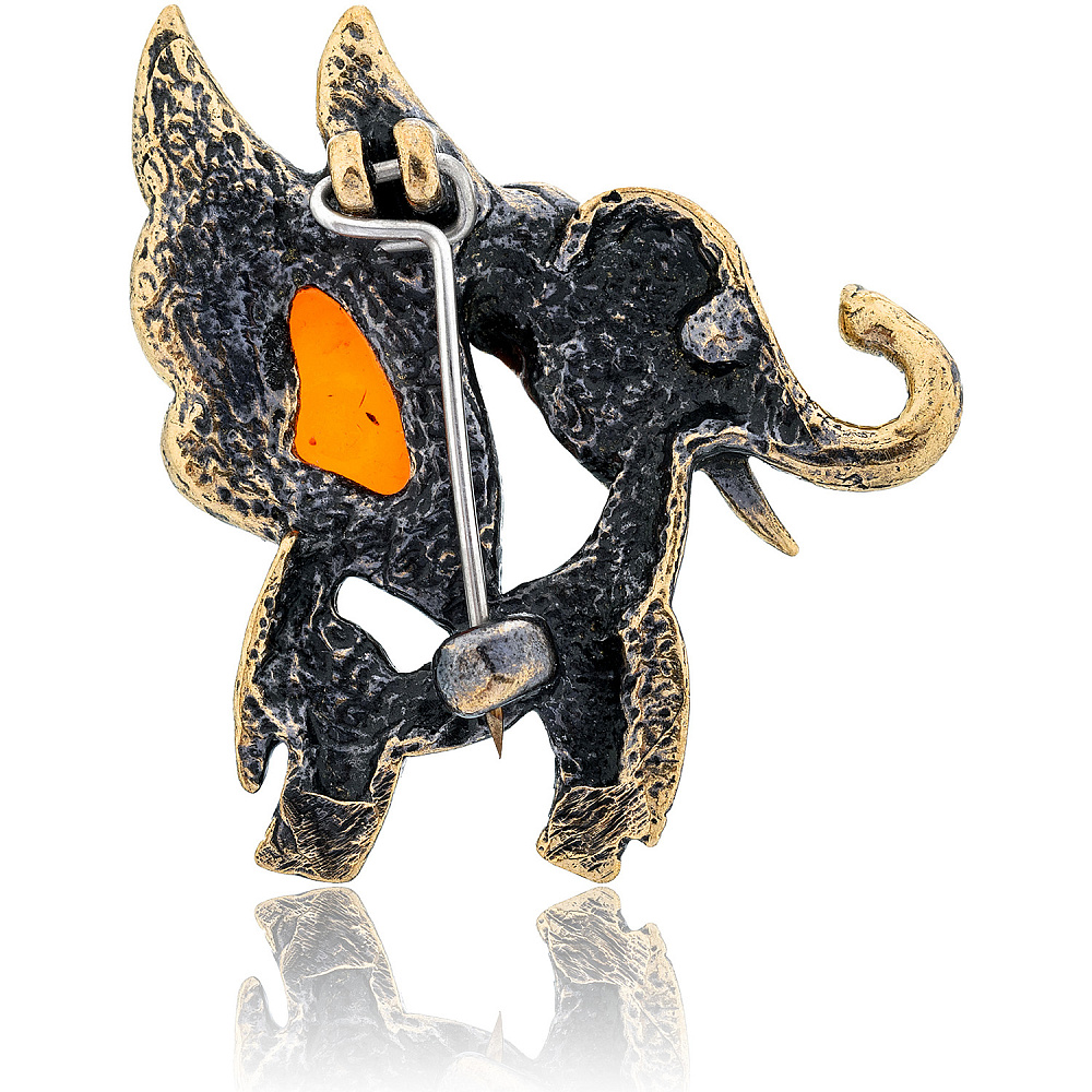 Брошь с янтарем «Слон Дамбо» - интернет магазин Русь Велика я фото 1