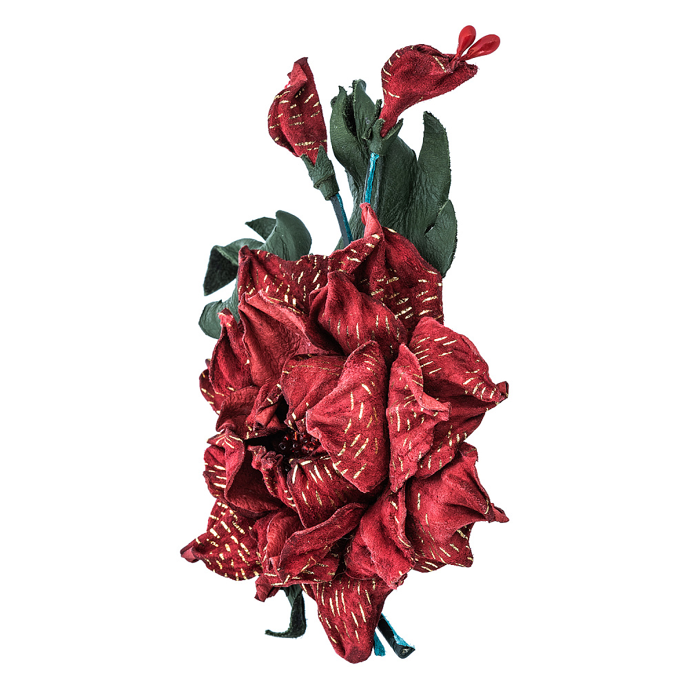 Брошь из натуральной кожи «Цветок» - интернет магазин Русь Велика я фото 2